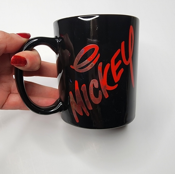 Disney Mickey Mouse Multicolor Mug Rainbow Face on Black Coffee Cup - Picture 2 of 5